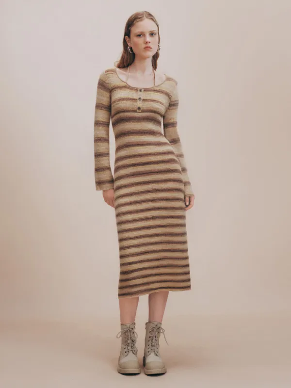 Striped Skinny Knitted Dress sold by Urban Revivo