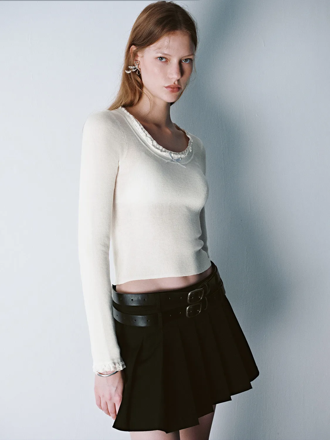 U Neck Skinny Knitted T-Shirt sold by Urban Revivo product image thumbnail 3