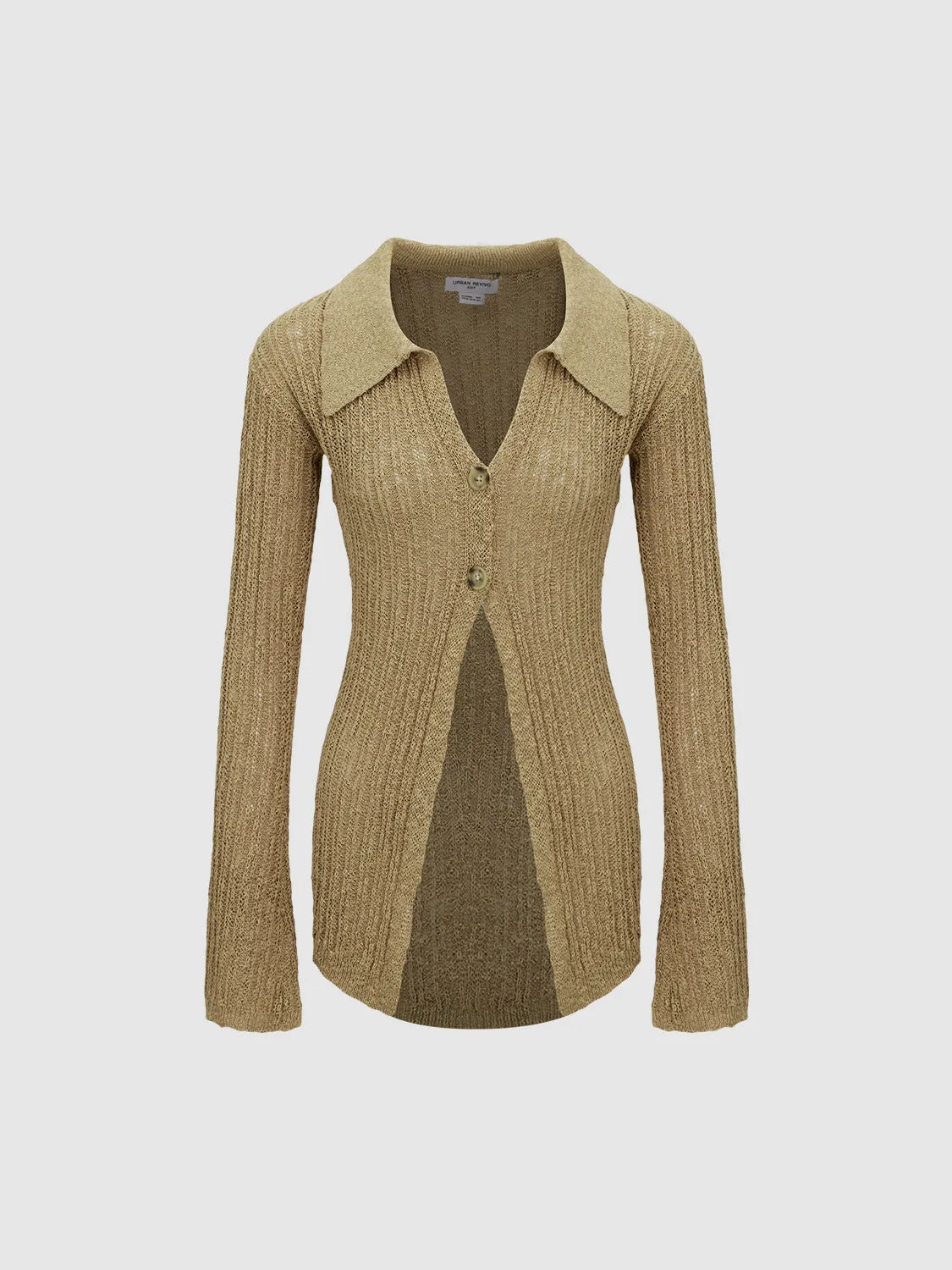 Collared Neck Skinny Knitted Cardigan sold by Urban Revivo product image thumbnail 2