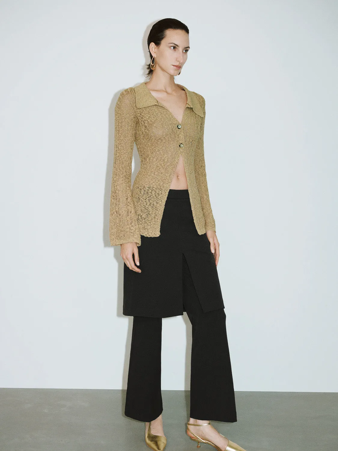 Collared Neck Skinny Knitted Cardigan sold by Urban Revivo product image thumbnail 5