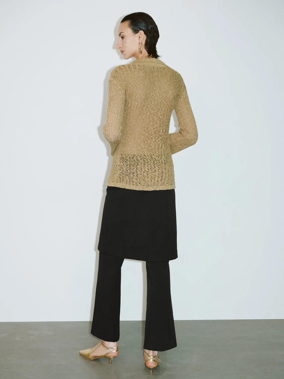 Collared Neck Skinny Knitted Cardigan sold by Urban Revivo product image thumbnail 4