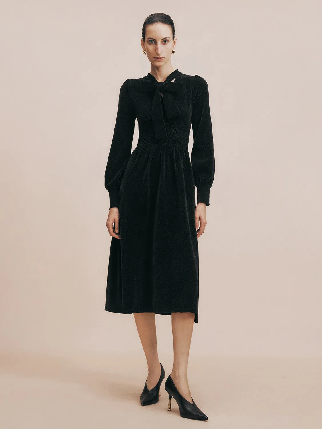 Tie Neck Skinny Knitted Dress sold by Urban Revivo