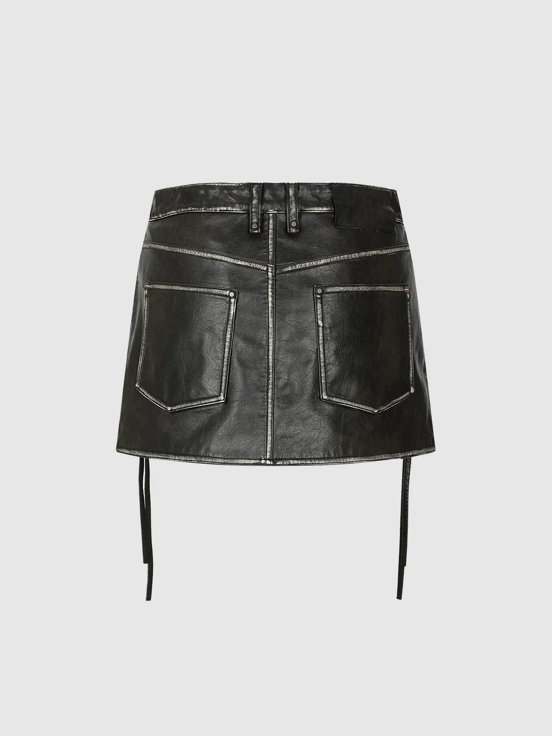 Racer Vegan Leather Mini A-Line Skirt sold by Urban Revivo product image thumbnail 2