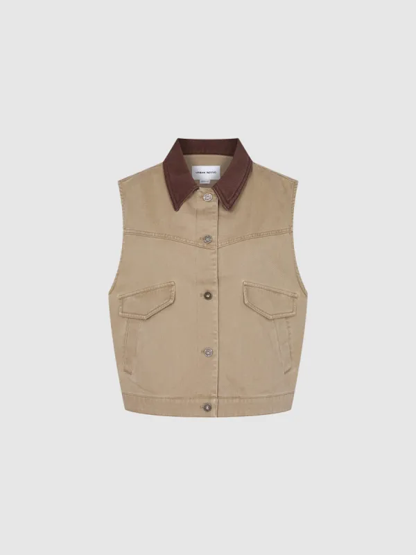 Button Up Loose Lapel Vest sold by Urban Revivo