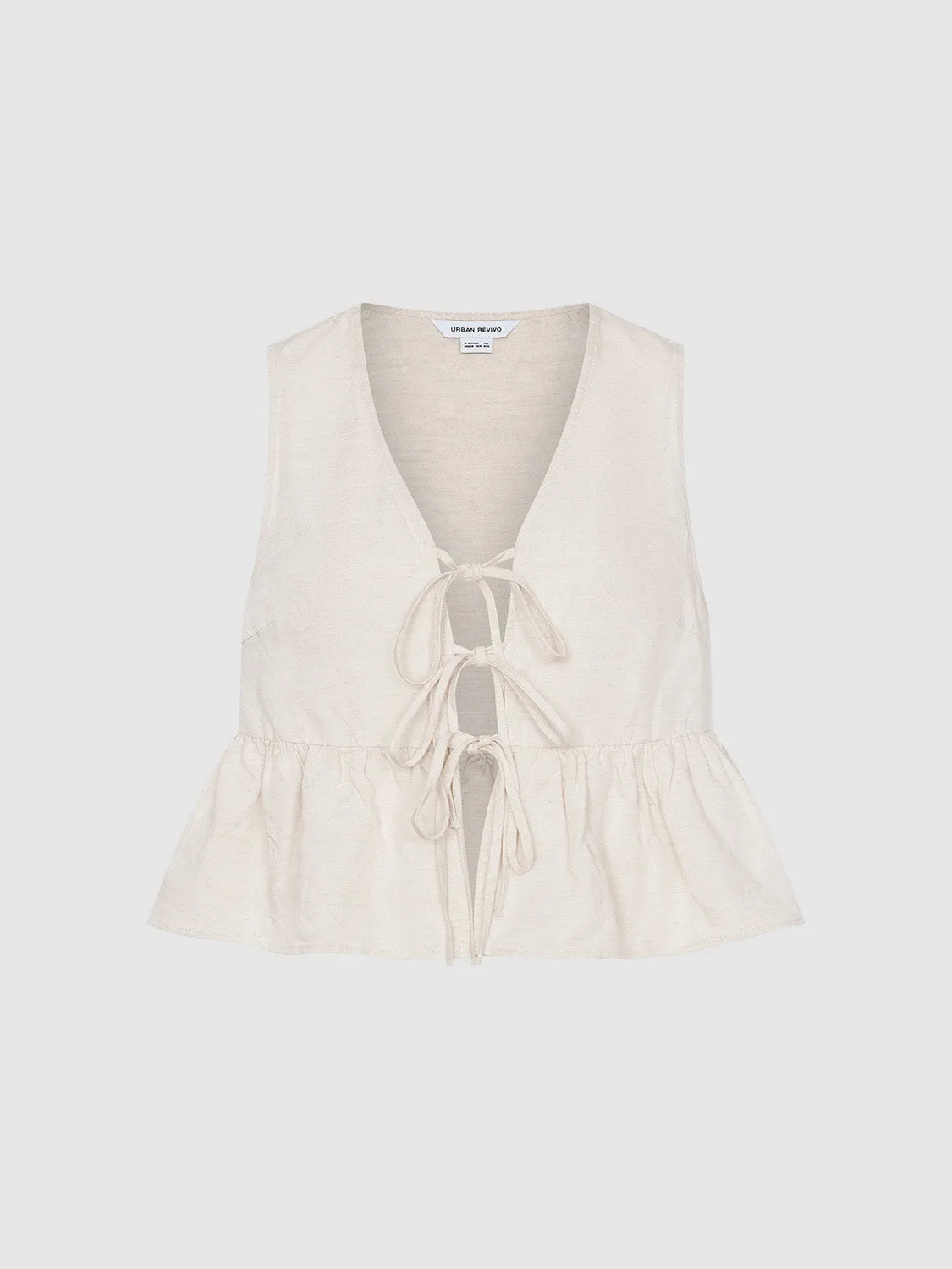 Sleeveless Tie Front V-Neck Shirt sold by Urban Revivo product image thumbnail 2