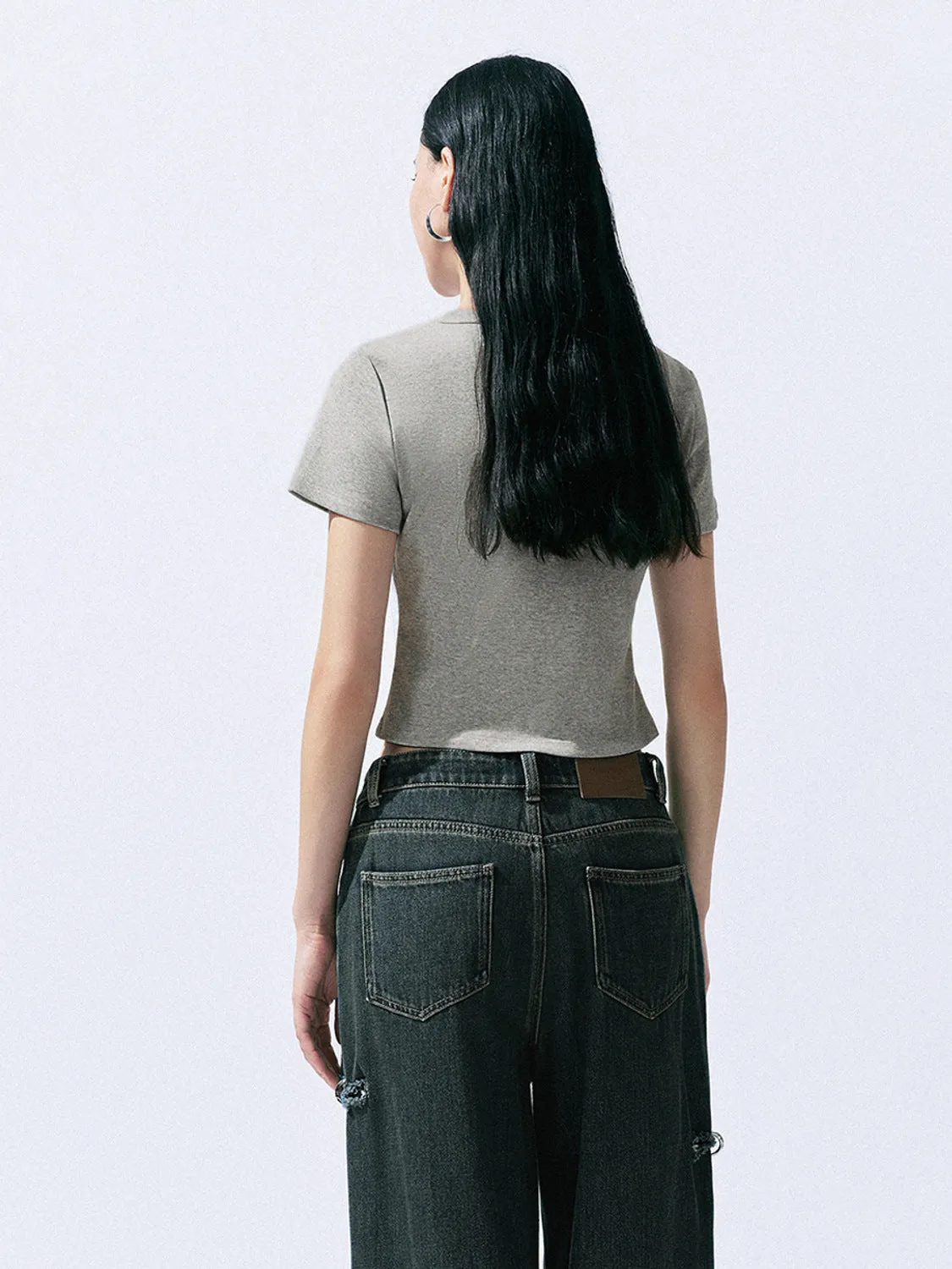 Printed Crew Neck Skinny T-Shirt sold by Urban Revivo product image thumbnail 3