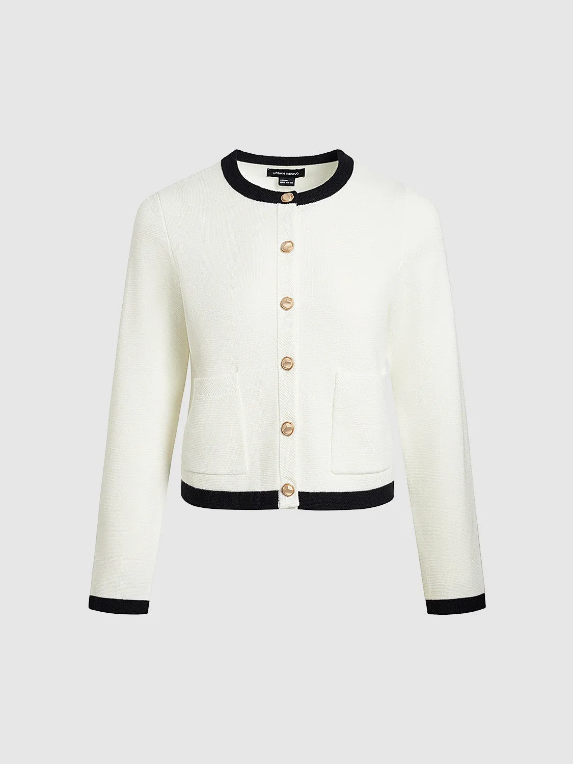 Striped Crew Neck Knitted Cardigan sold by Urban Revivo product image thumbnail 2
