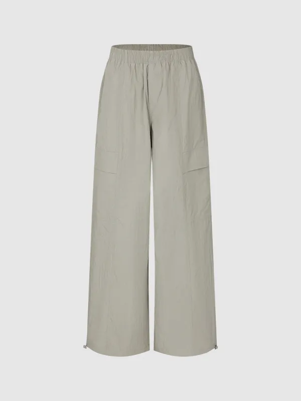 Textured Elastic Waist Wide-Leg Pants sold by Urban Revivo