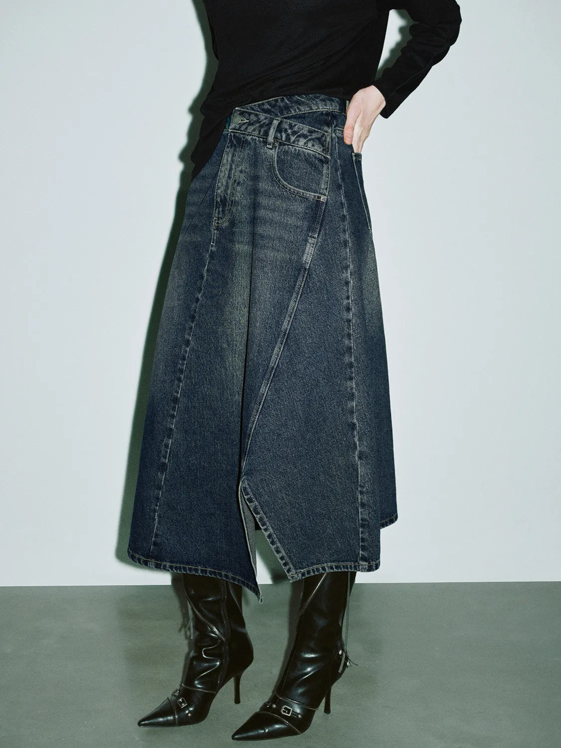 Midi Denim Skirt sold by Urban Revivo product image thumbnail 3