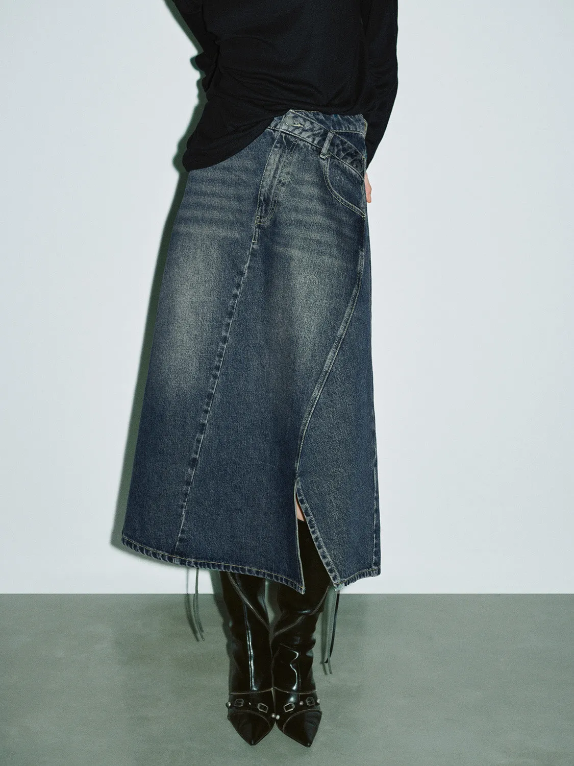 Midi Denim Skirt sold by Urban Revivo product image thumbnail 2