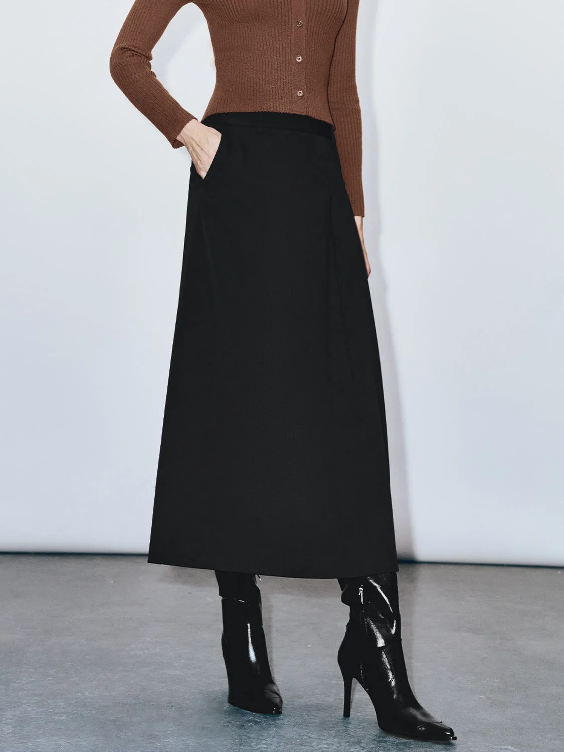 Tailored Midi A-Line Skirt sold by Urban Revivo product image thumbnail 3