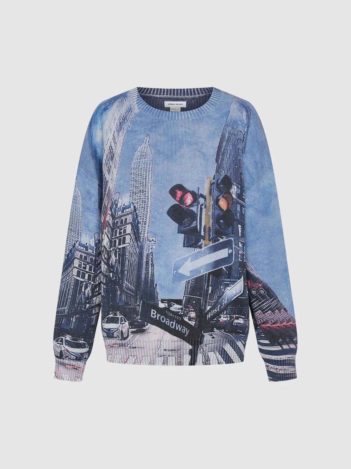 Printed Crew Neck Loose Knitted T-Shirt sold by Urban Revivo product image thumbnail 2