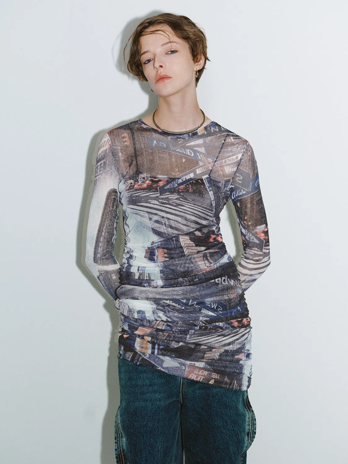 Printed Crew Neck Skinny Dress sold by Urban Revivo