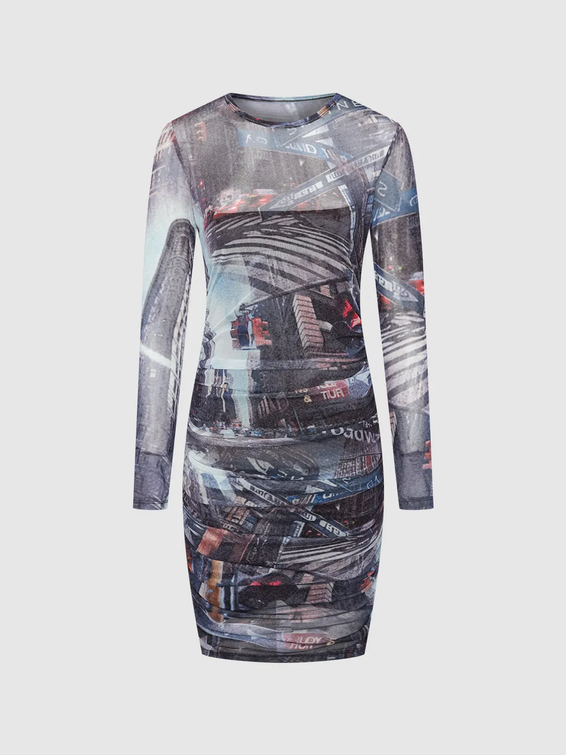 Printed Crew Neck Skinny Dress sold by Urban Revivo product image thumbnail 2