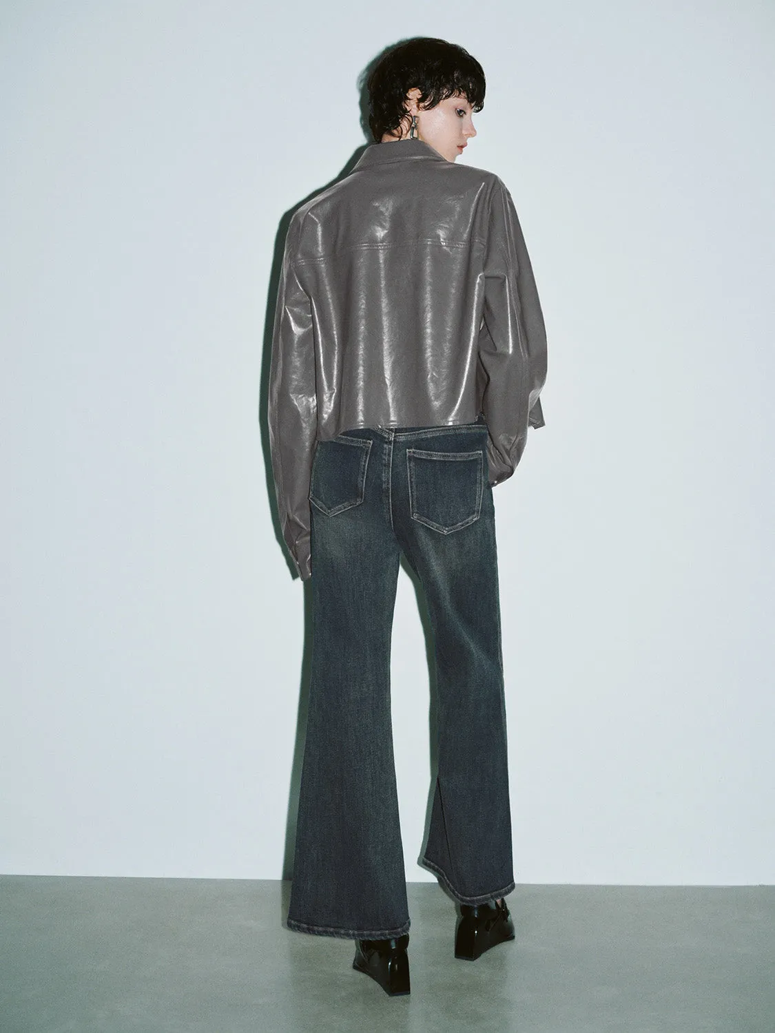 Split Hem Flare Jeans With Belt sold by Urban Revivo product image thumbnail 4