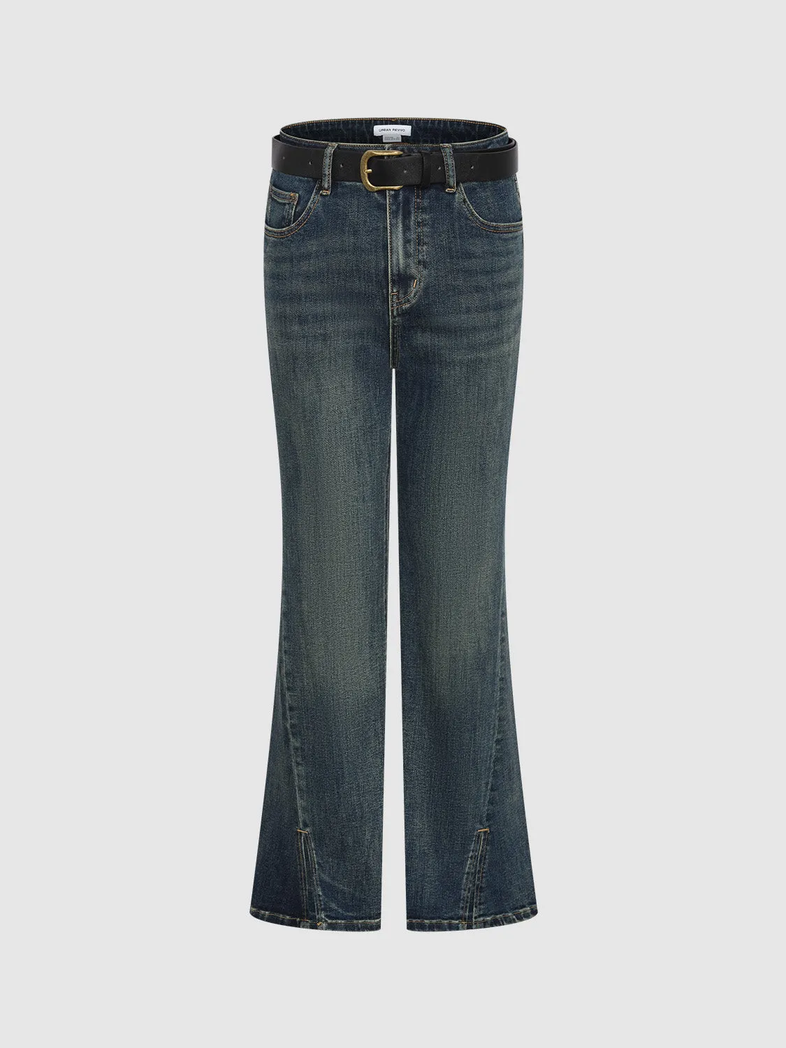 Split Hem Flare Jeans With Belt sold by Urban Revivo