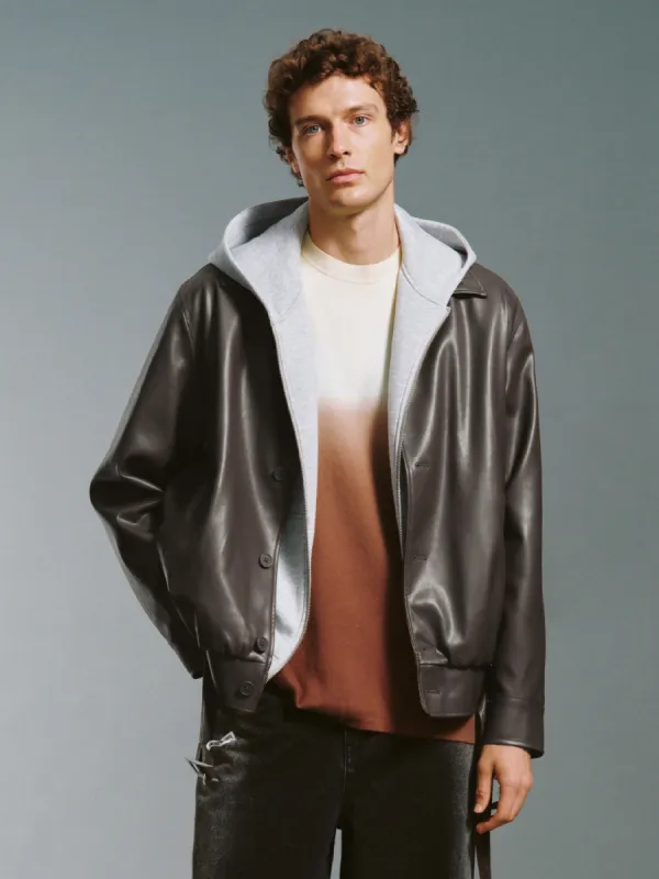 Button Up Vegan Leather Jacket sold by Urban Revivo