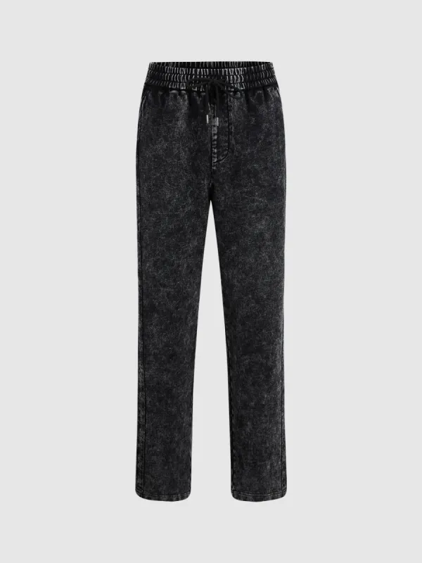 Drawstring Waist Loose Straight Pants sold by Urban Revivo