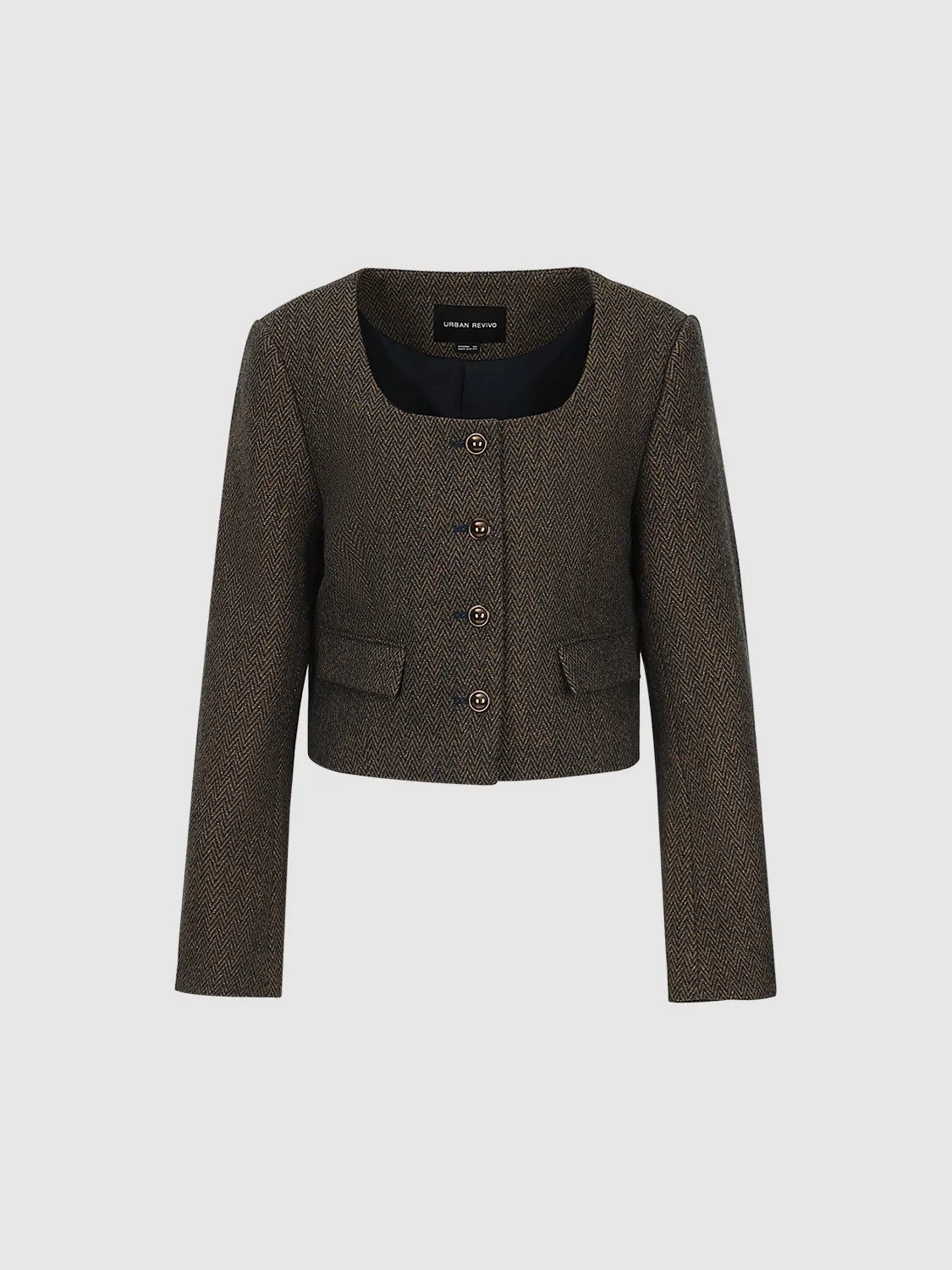 Cropped U Neck Straight Jacket sold by Urban Revivo product image thumbnail 2