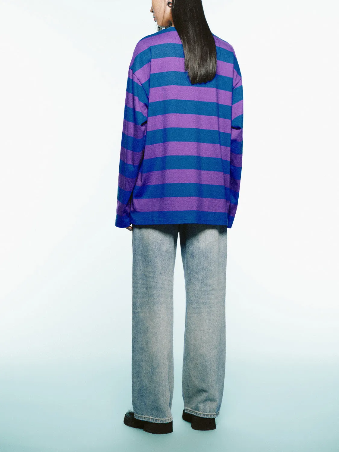 Striped Crew Neck Loose T-Shirt sold by Urban Revivo product image thumbnail 4