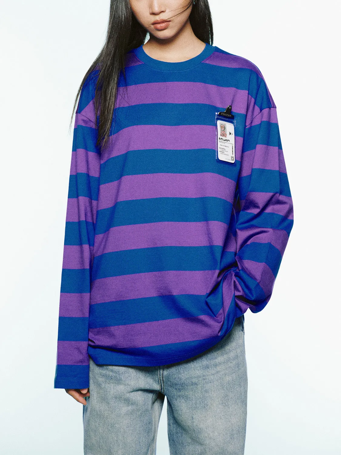 Striped Crew Neck Loose T-Shirt sold by Urban Revivo product image thumbnail 2