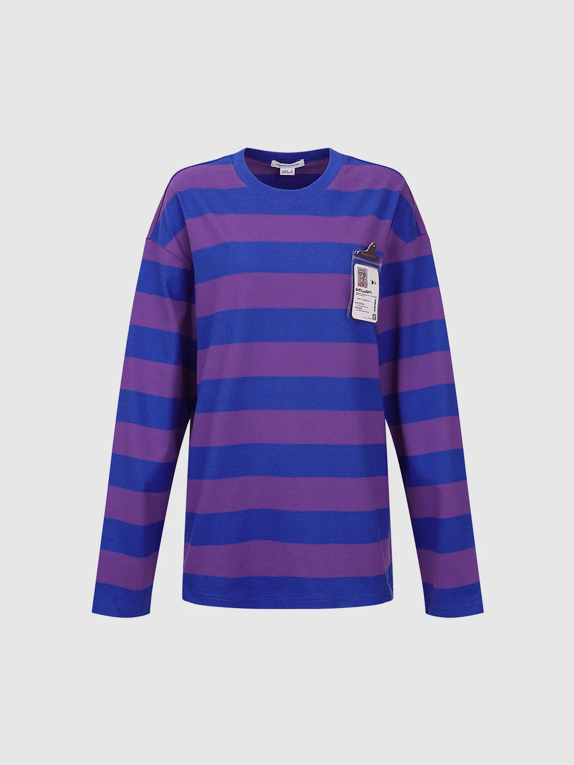 Striped Crew Neck Loose T-Shirt sold by Urban Revivo