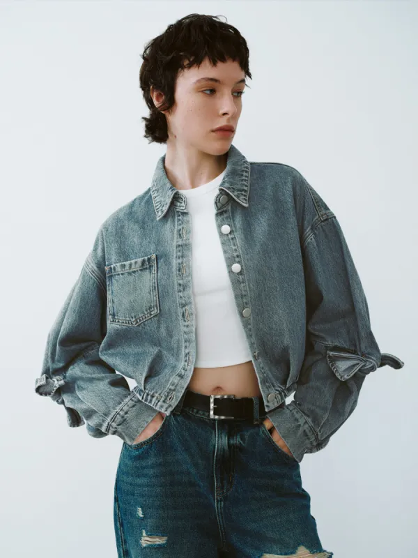 Press Button Loose Denim Shirt sold by Urban Revivo