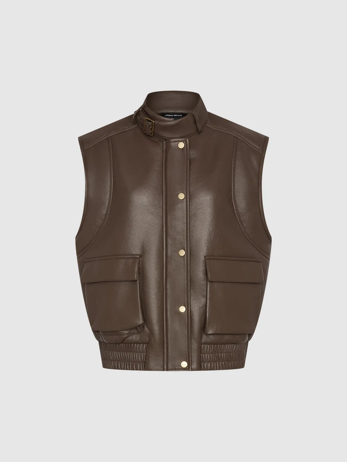 Press Button Vegan Leather Vest sold by Urban Revivo product image thumbnail 2