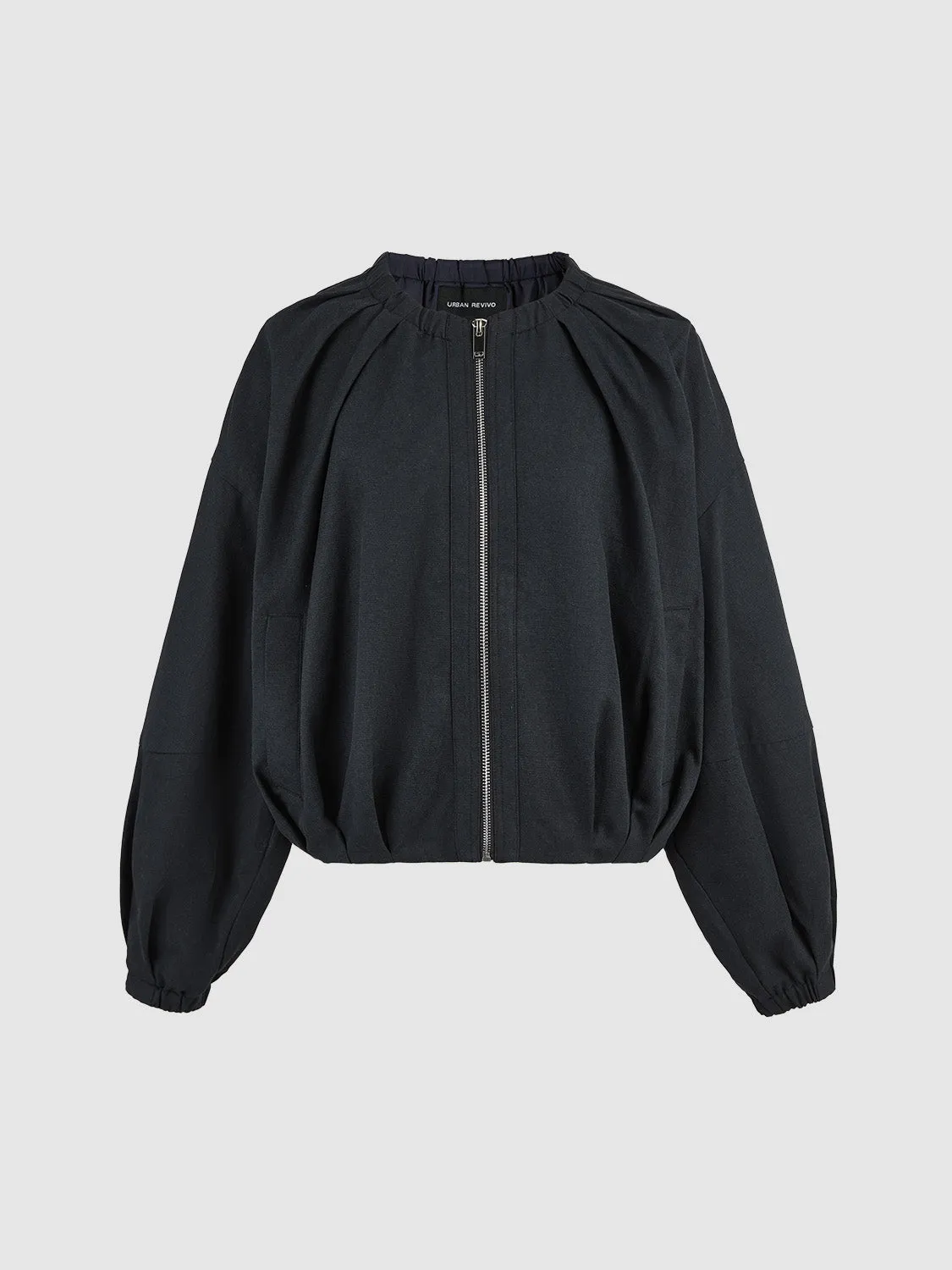 Zipper Front Crew Neck Oversized Jacket sold by Urban Revivo product image thumbnail 2