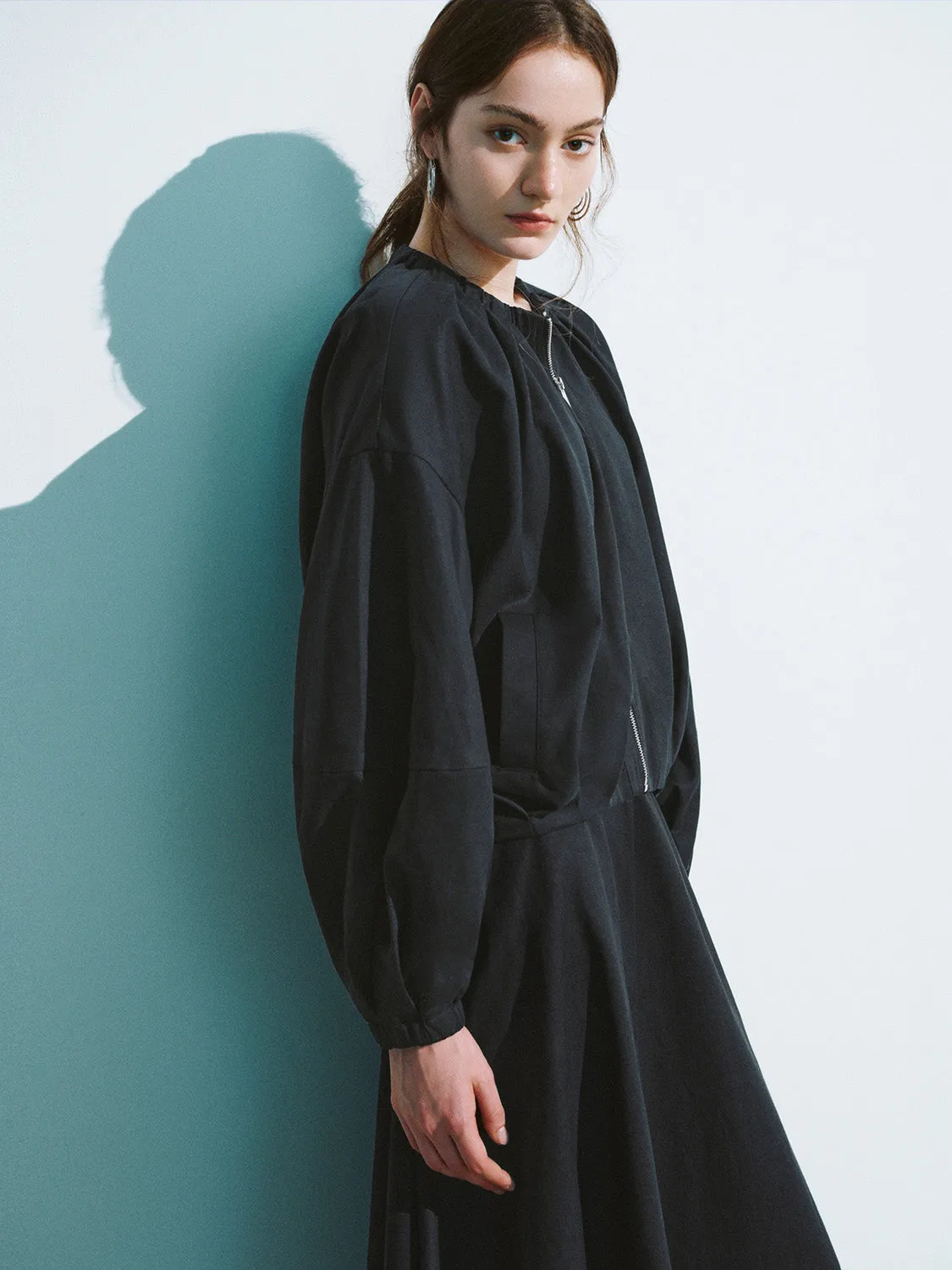 Zipper Front Crew Neck Oversized Jacket sold by Urban Revivo product image thumbnail 3