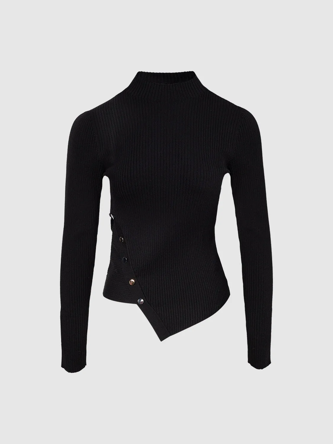 Mock Neck Skinny Knitted T-Shirt sold by Urban Revivo product image thumbnail 2