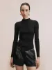 Mock Neck Skinny Knitted T-Shirt sold by Urban Revivo