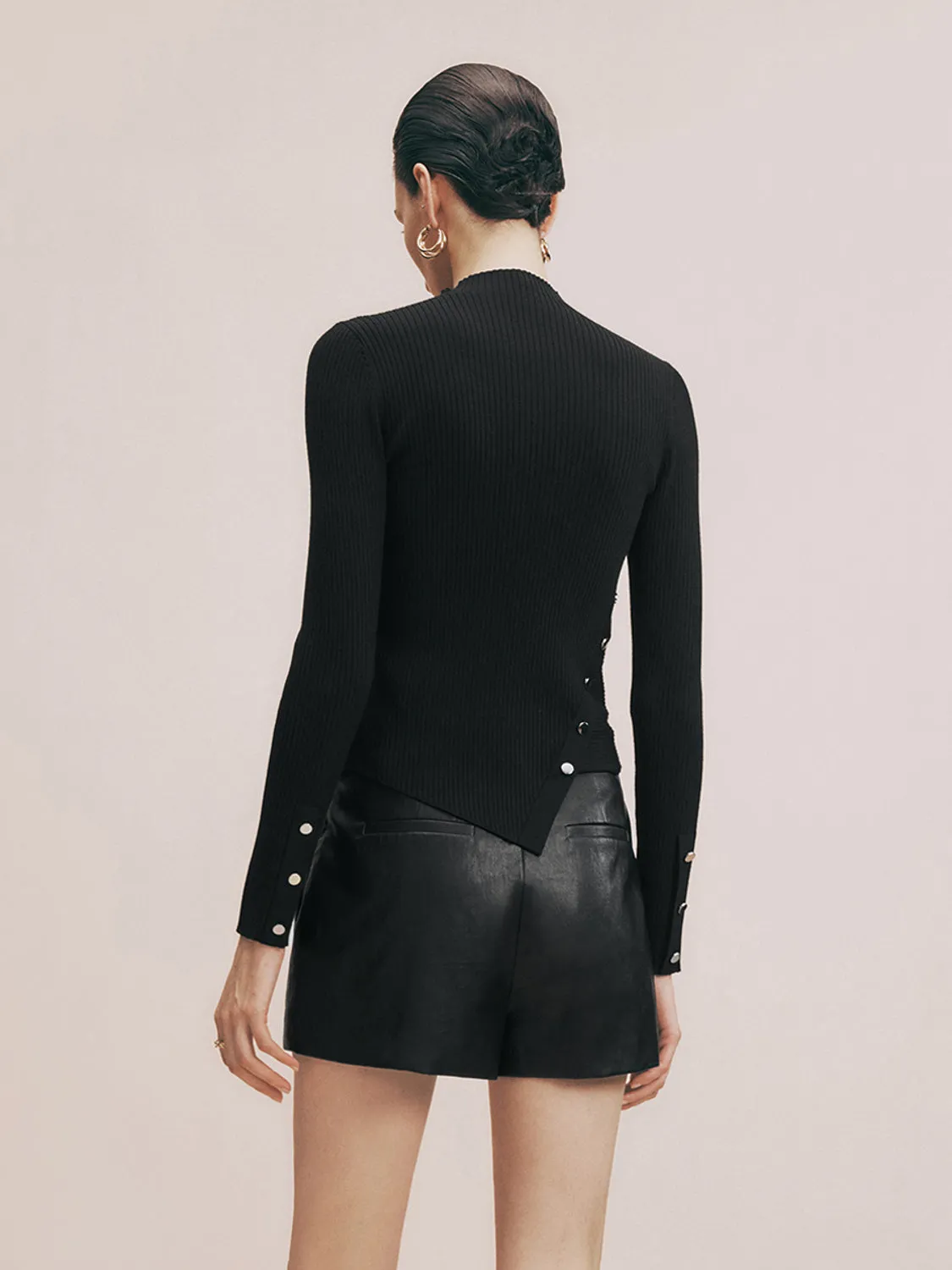 Mock Neck Skinny Knitted T-Shirt sold by Urban Revivo product image thumbnail 3