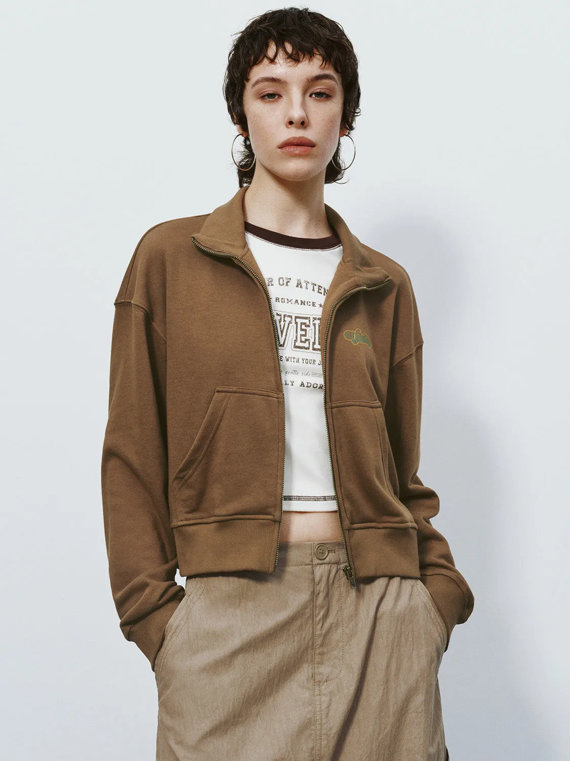 Zipper Front Loose Jacket sold by Urban Revivo