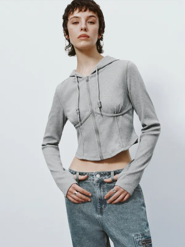 Zipper Front Hooded Skinny Jacket sold by Urban Revivo