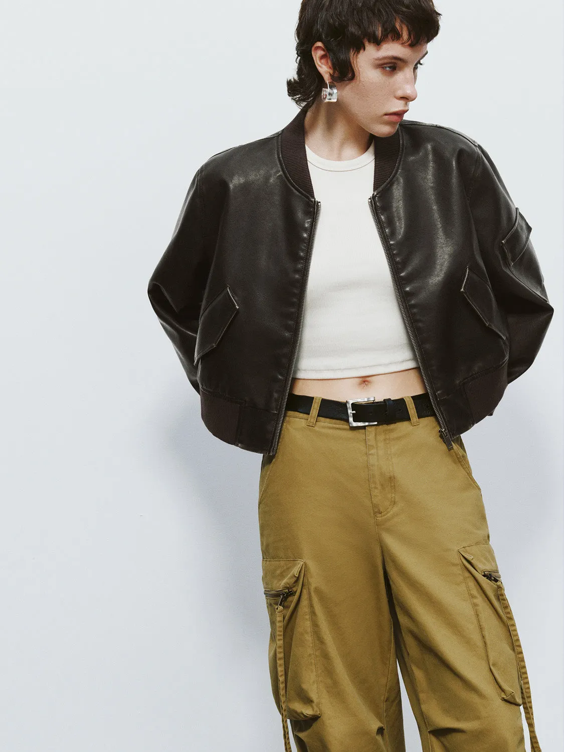 Loose Vegan Leather Jacket sold by Urban Revivo product image thumbnail 3