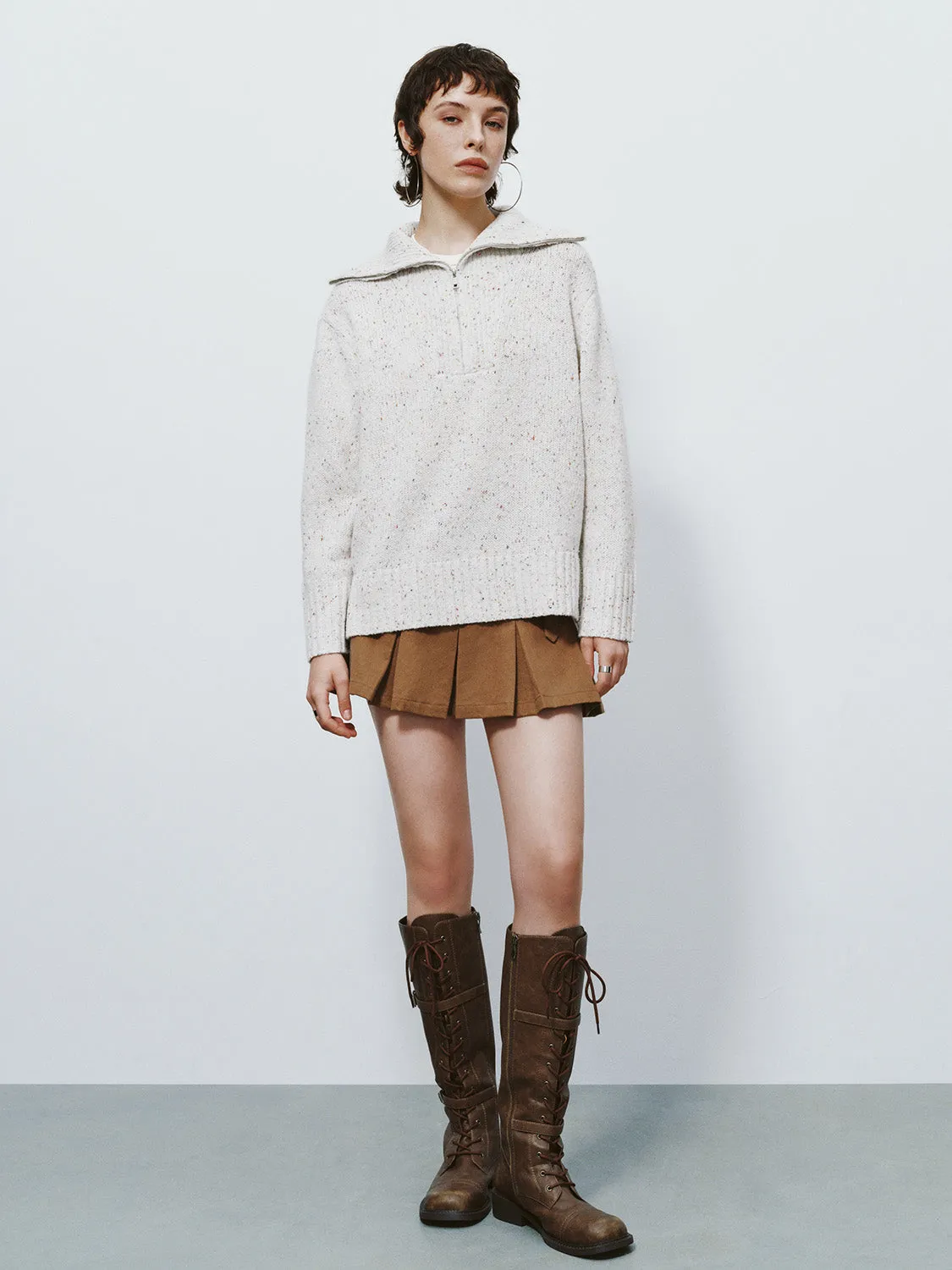 Zip Half Placket Knitted T-Shirt sold by Urban Revivo product image thumbnail 5