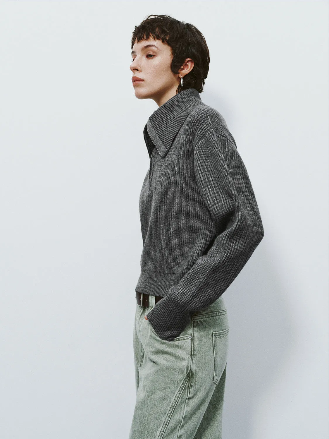 Zip Half Placket Knitted T-Shirt sold by Urban Revivo product image thumbnail 3