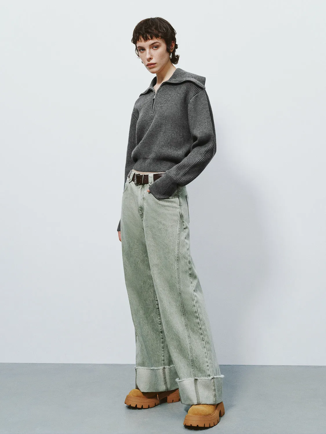 Zip Half Placket Knitted T-Shirt sold by Urban Revivo product image thumbnail 5