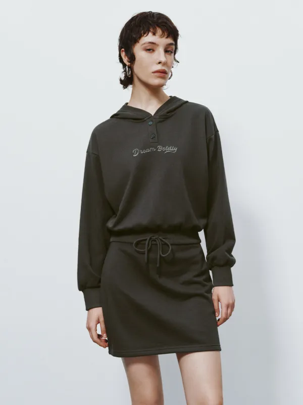 Printed Hooded Loose Dress sold by Urban Revivo