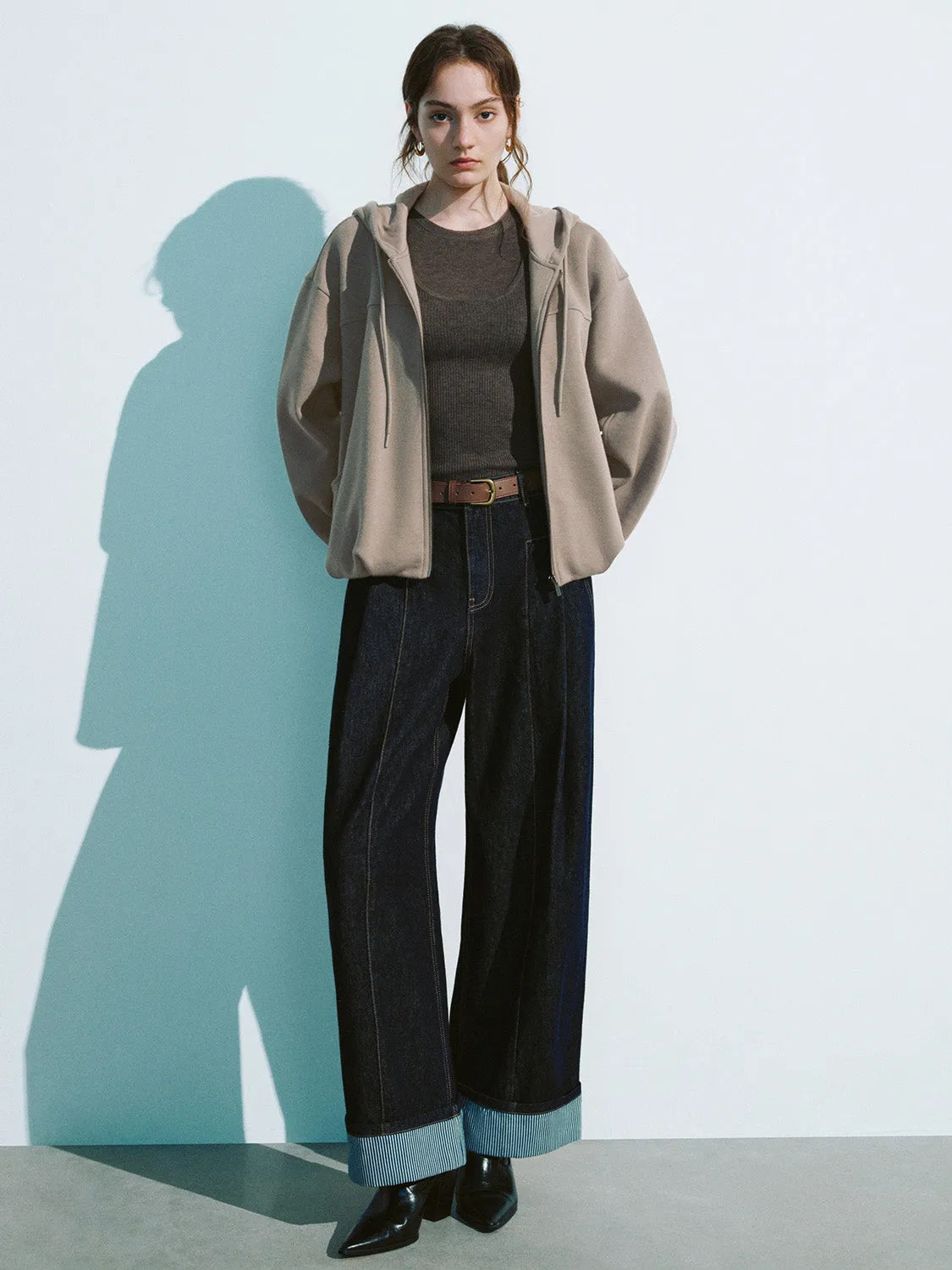 Zipper Front Hooded Loose Jacket sold by Urban Revivo product image thumbnail 5