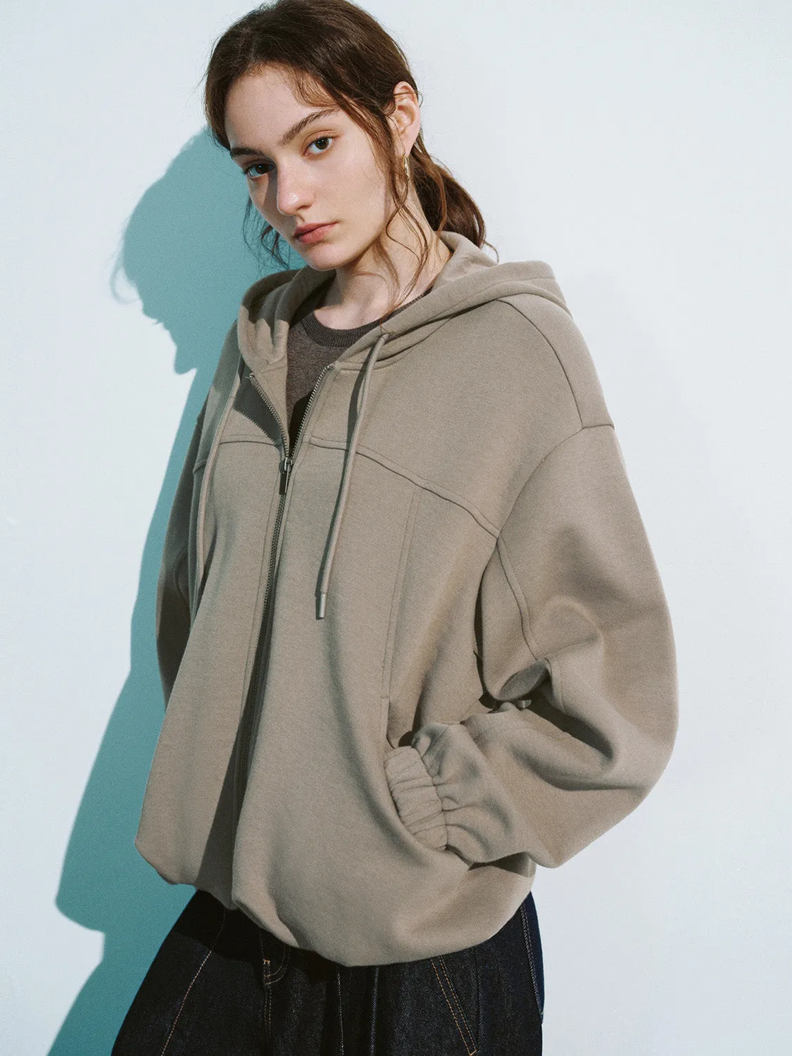 Zipper Front Hooded Loose Jacket sold by Urban Revivo product image thumbnail 3