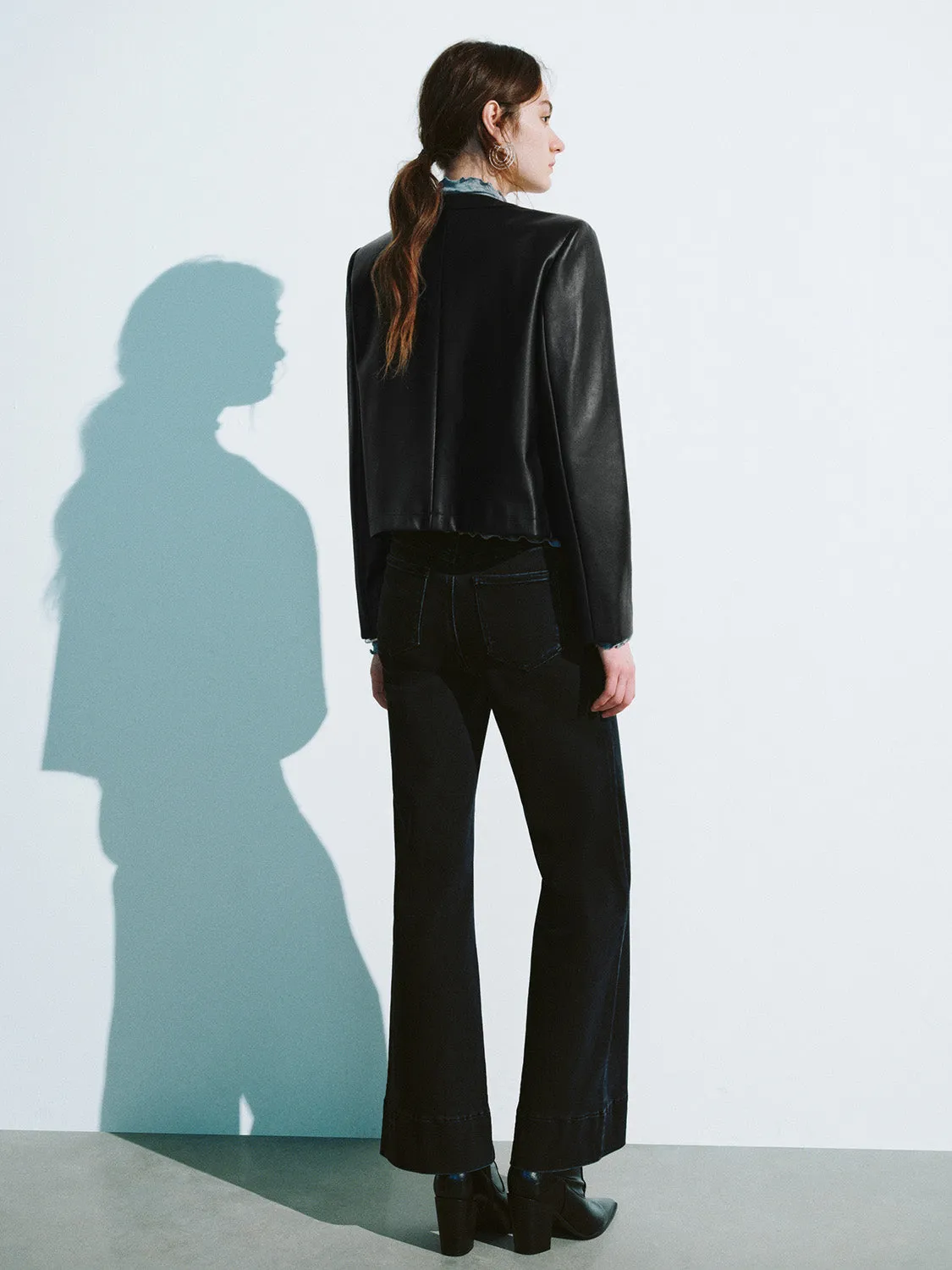 Crew Neck Vegan Leather Jacket sold by Urban Revivo product image thumbnail 4