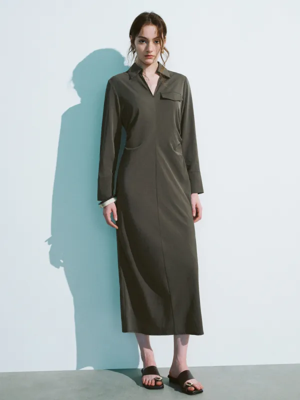 Collared Neck Straight Dress sold by Urban Revivo