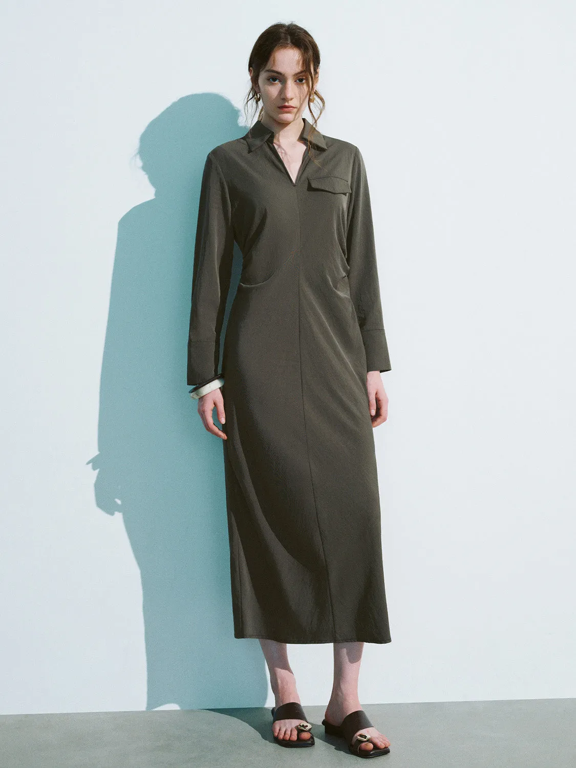 Collared Neck Straight Dress sold by Urban Revivo