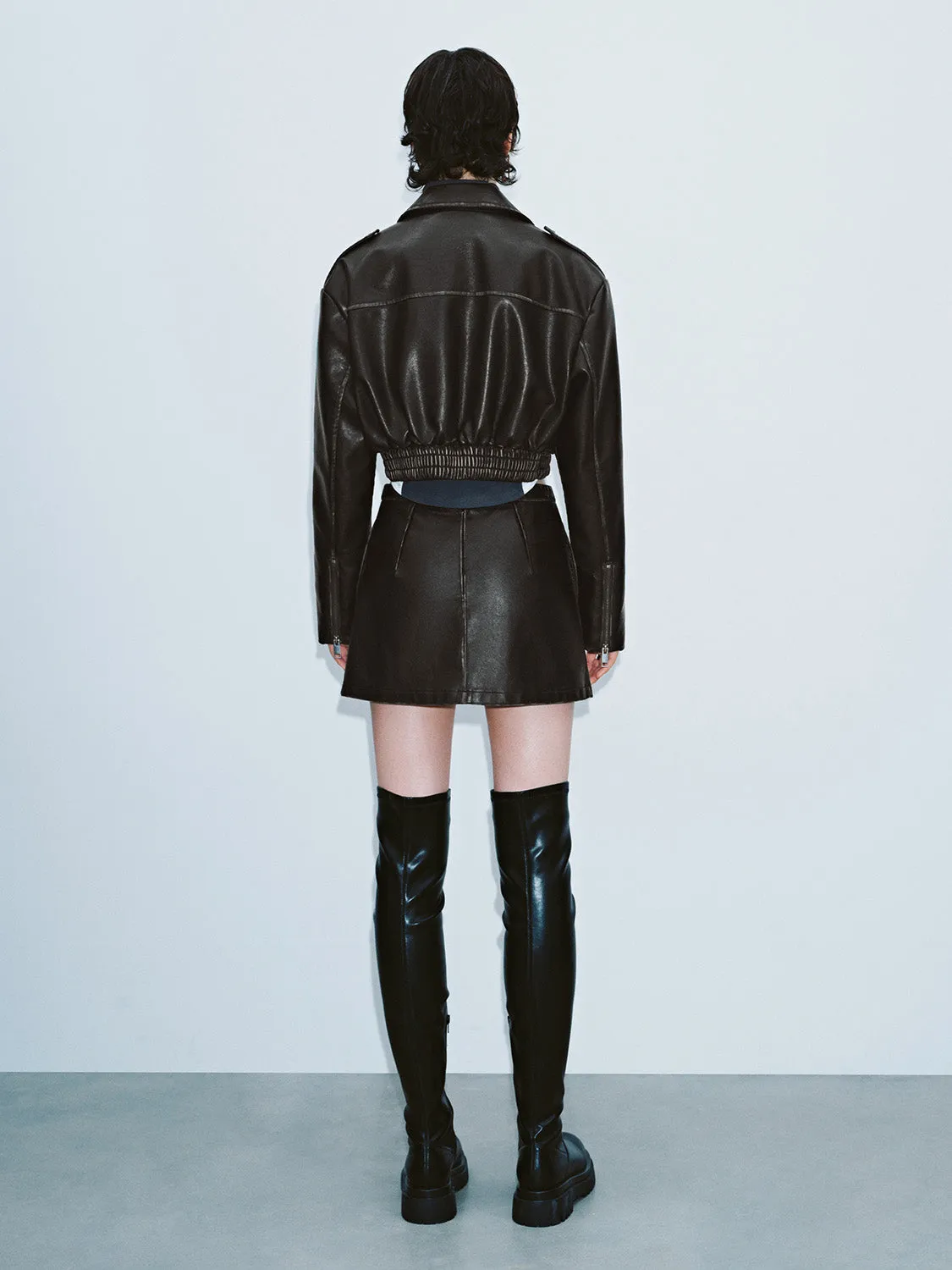 Zipper Front Vegan Leather Jacket sold by Urban Revivo product image thumbnail 4