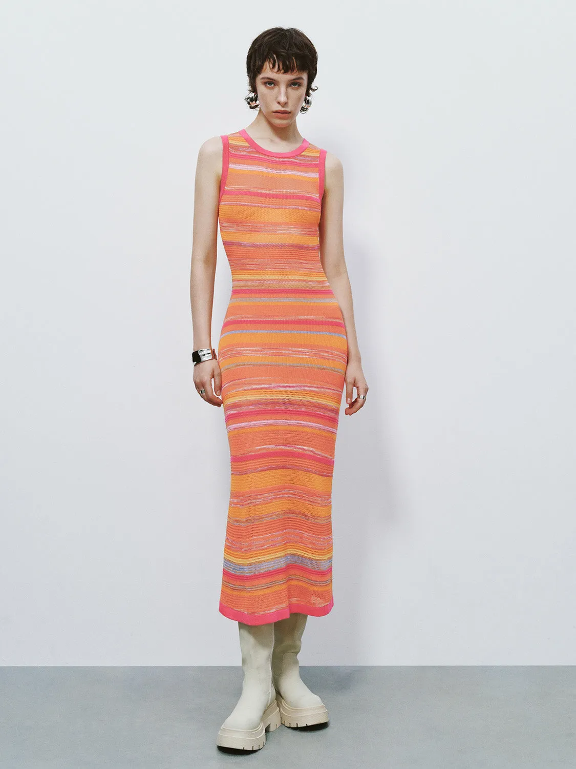 Sleeveless Striped Skinny Knitted Dress sold by Urban Revivo