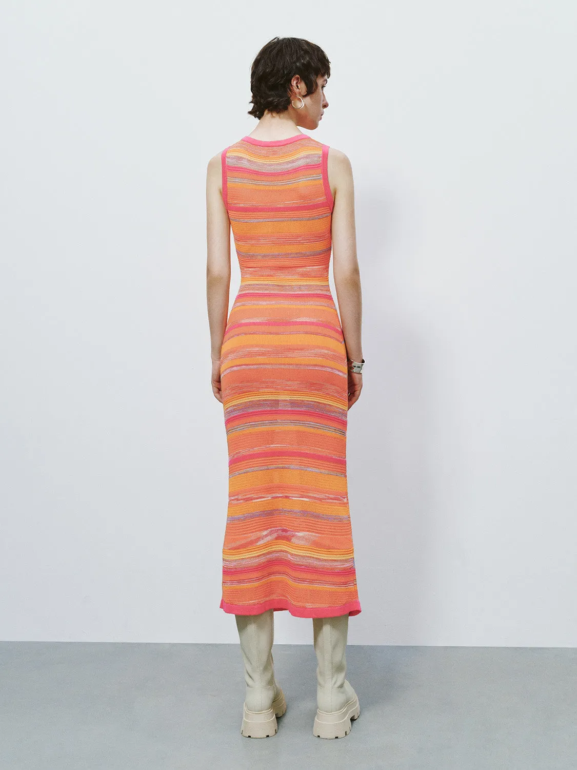 Sleeveless Striped Skinny Knitted Dress sold by Urban Revivo product image thumbnail 4