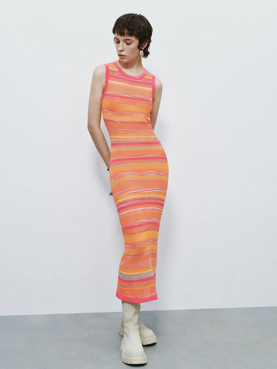 Sleeveless Striped Skinny Knitted Dress sold by Urban Revivo product image thumbnail 3