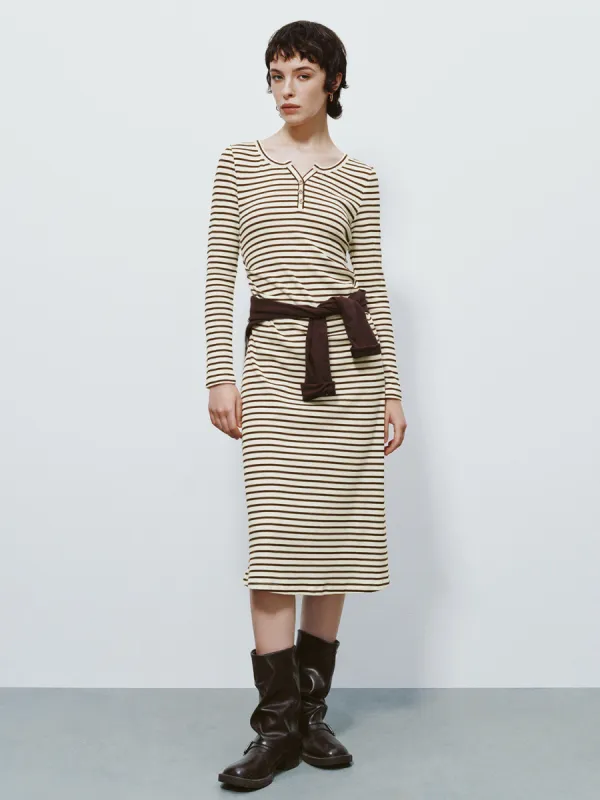 Notch Neck Skinny A-Line Dress sold by Urban Revivo